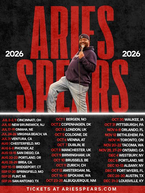 Aries Spears 2026 & 2027 tour poster